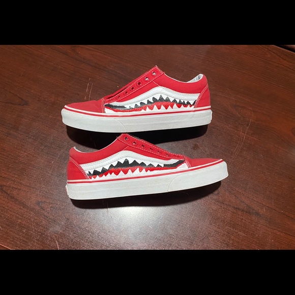 vans x bape shark tooth